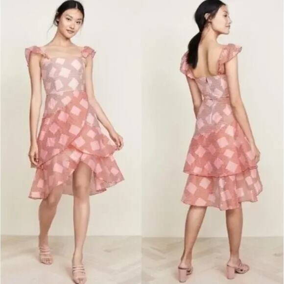 Alice Olivia Dress 2 Azura Waterfall Ruffle Midi Layered Party Romantic Feminine - Picture 1 of 14